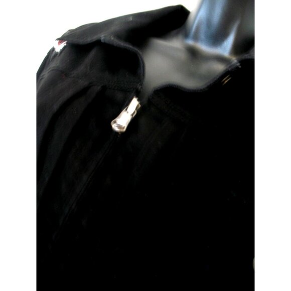 Ralph Lauren Black Jean Jacket With Pewter Buttons Women's Size L and Beading - Picture 1 of 13